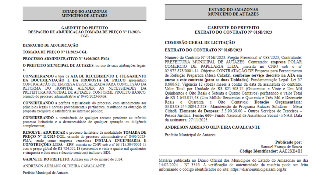 Contratos Diário Oficial dos Municípios - Foto: Reprodução/DOM